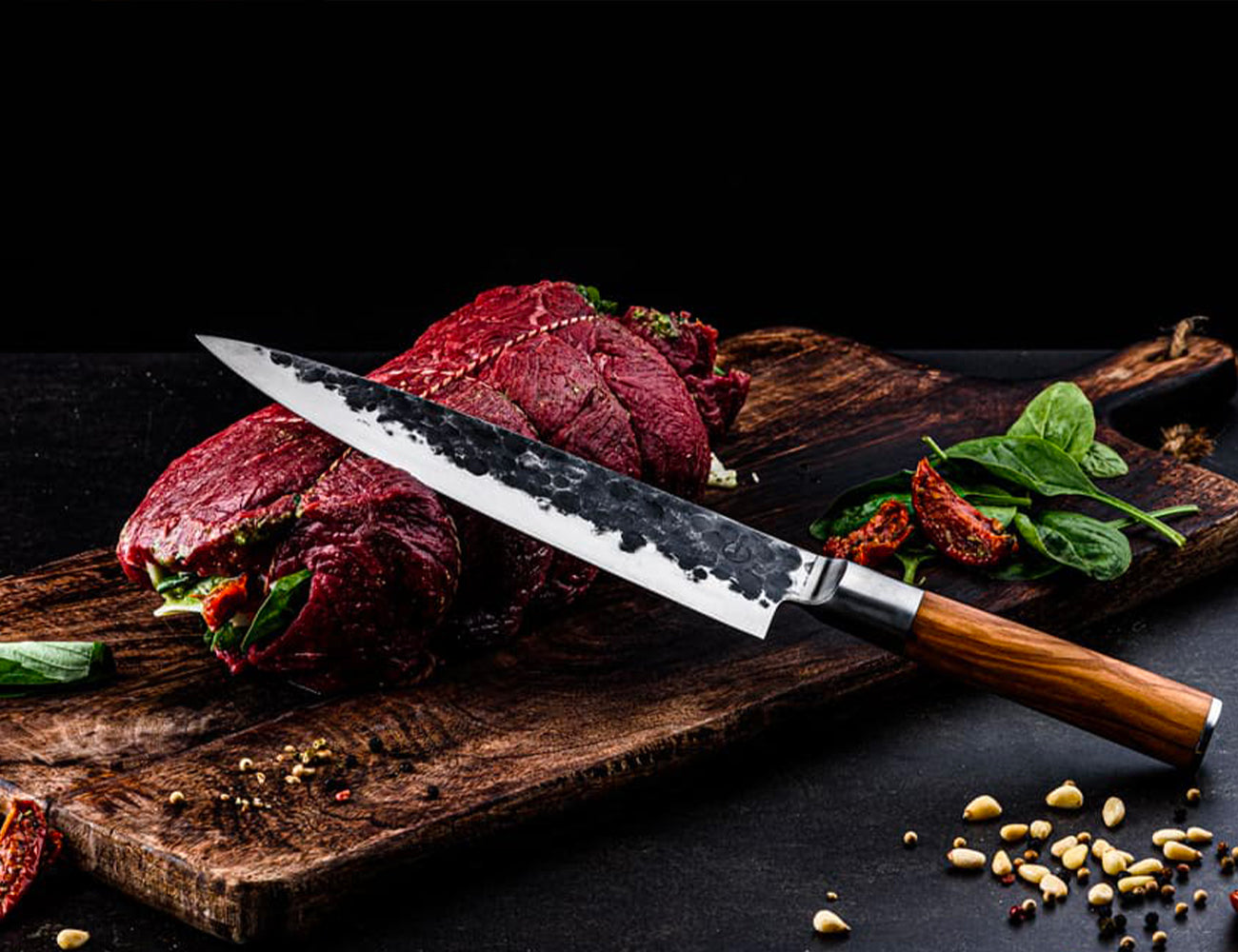 Coltello chef con Manico Olivo cm 20 - Centro Internazionale del Barbecue