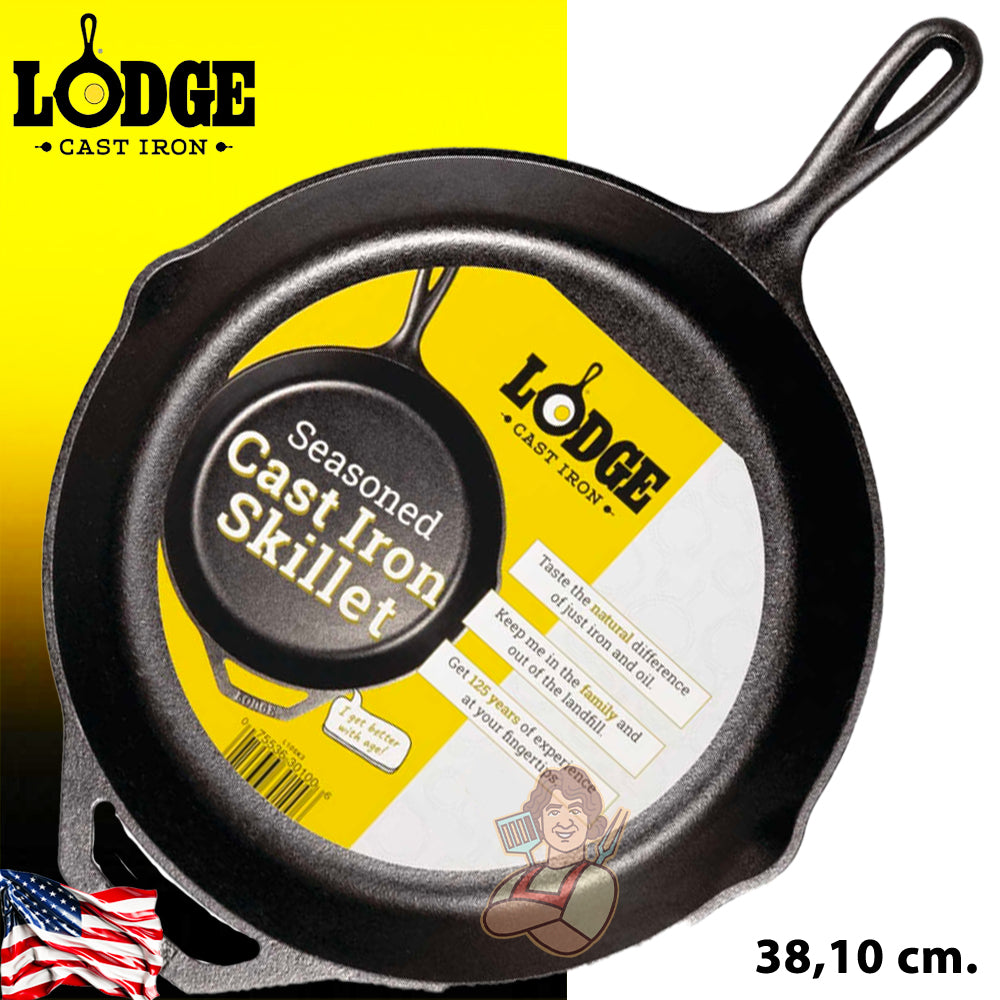 LodGe Padella un manico in Ghisa da 38,10 cm - Centro Internazionale del Barbecue