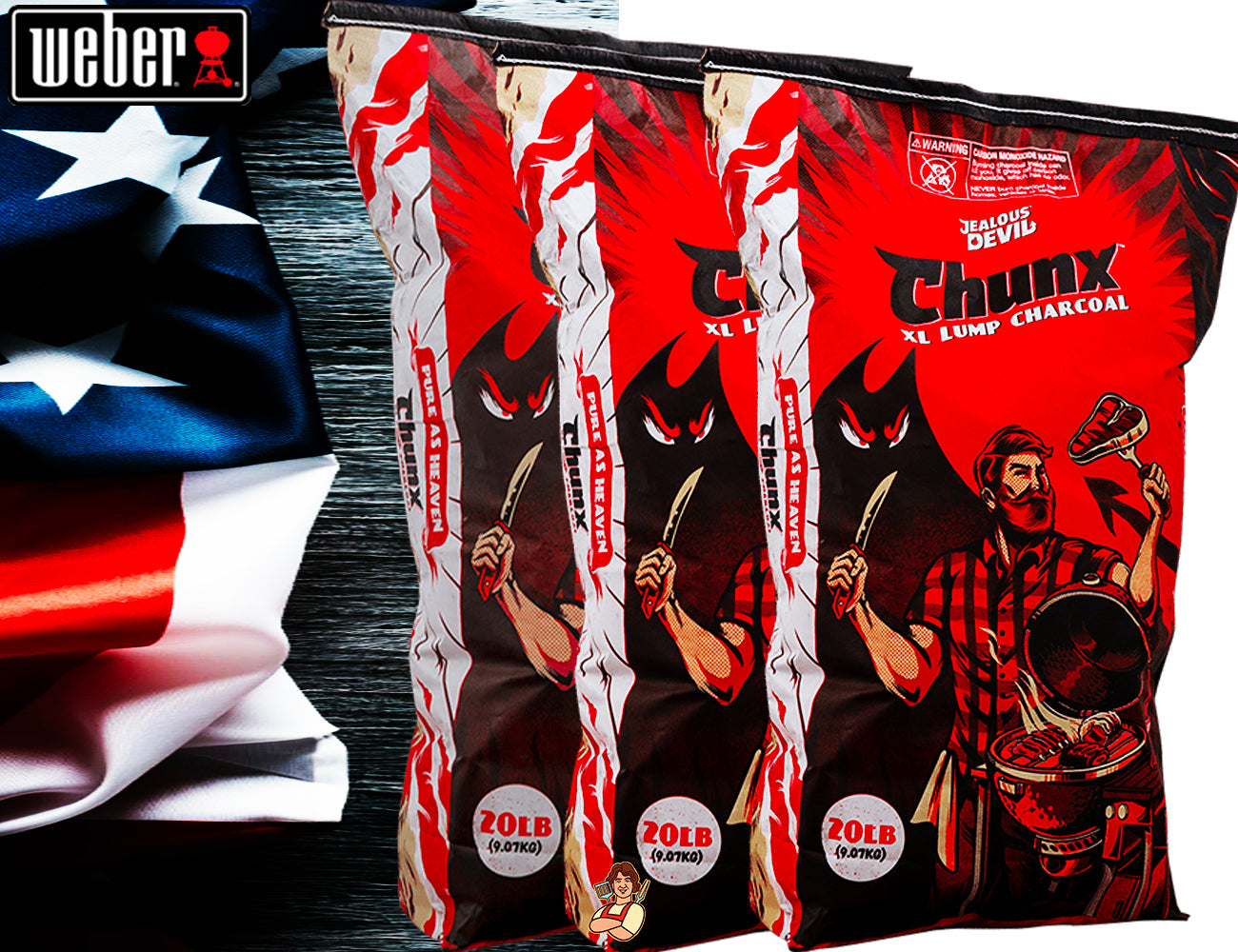 Jealus Devil Charcoal Chunx XL Lump 3 Conf. da 9kg - Centro Internazionale del Barbecue