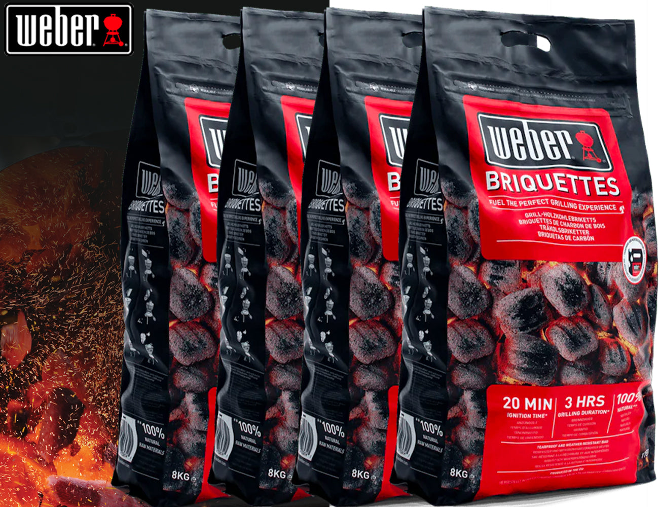 Weber Bricchetta di Legna 4 x 8 Kg - Centro Internazionale del Barbecue