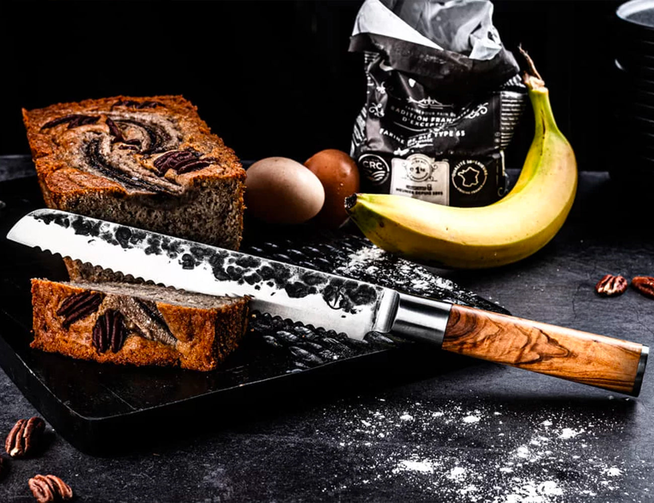 Coltello pane con Manico Olivo cm 20,5 - Centro Internazionale del Barbecue