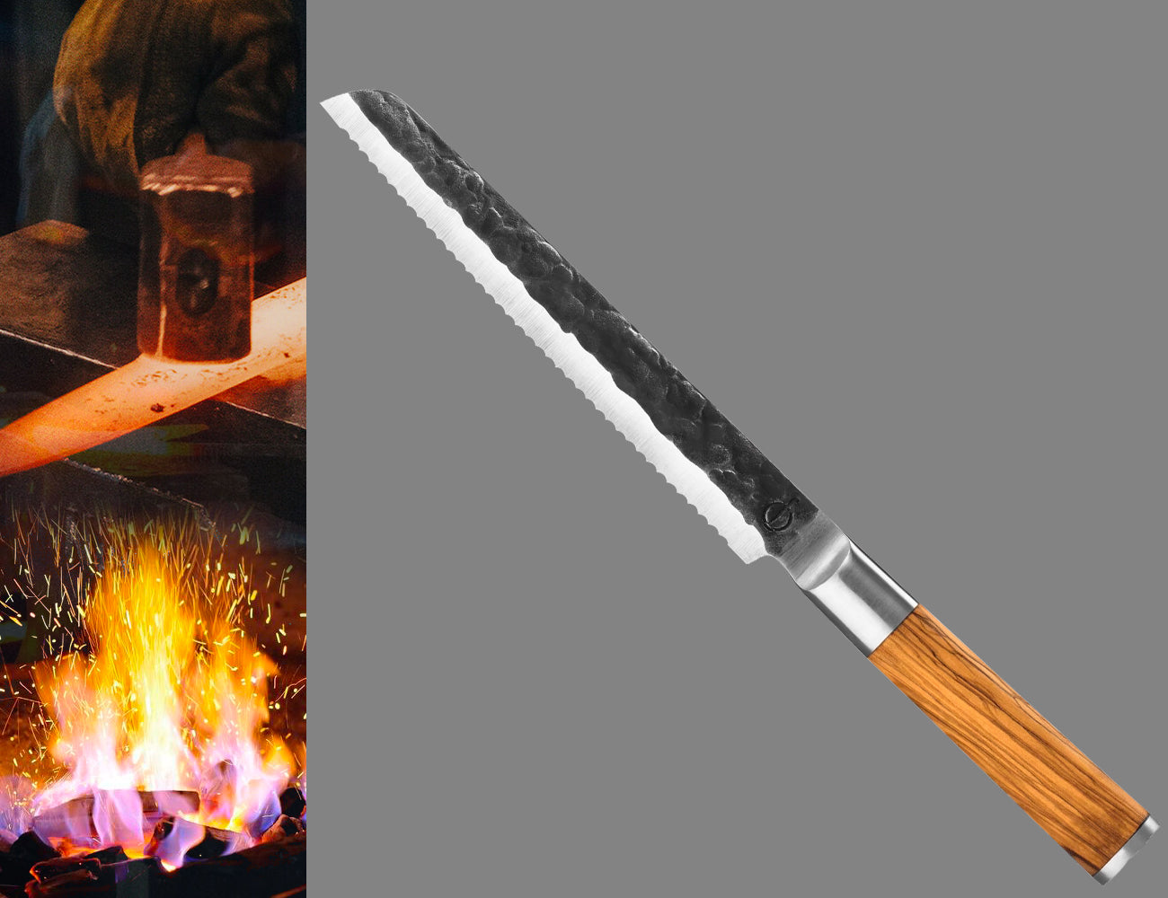 Coltello pane con Manico Olivo cm 20,5 - Centro Internazionale del Barbecue