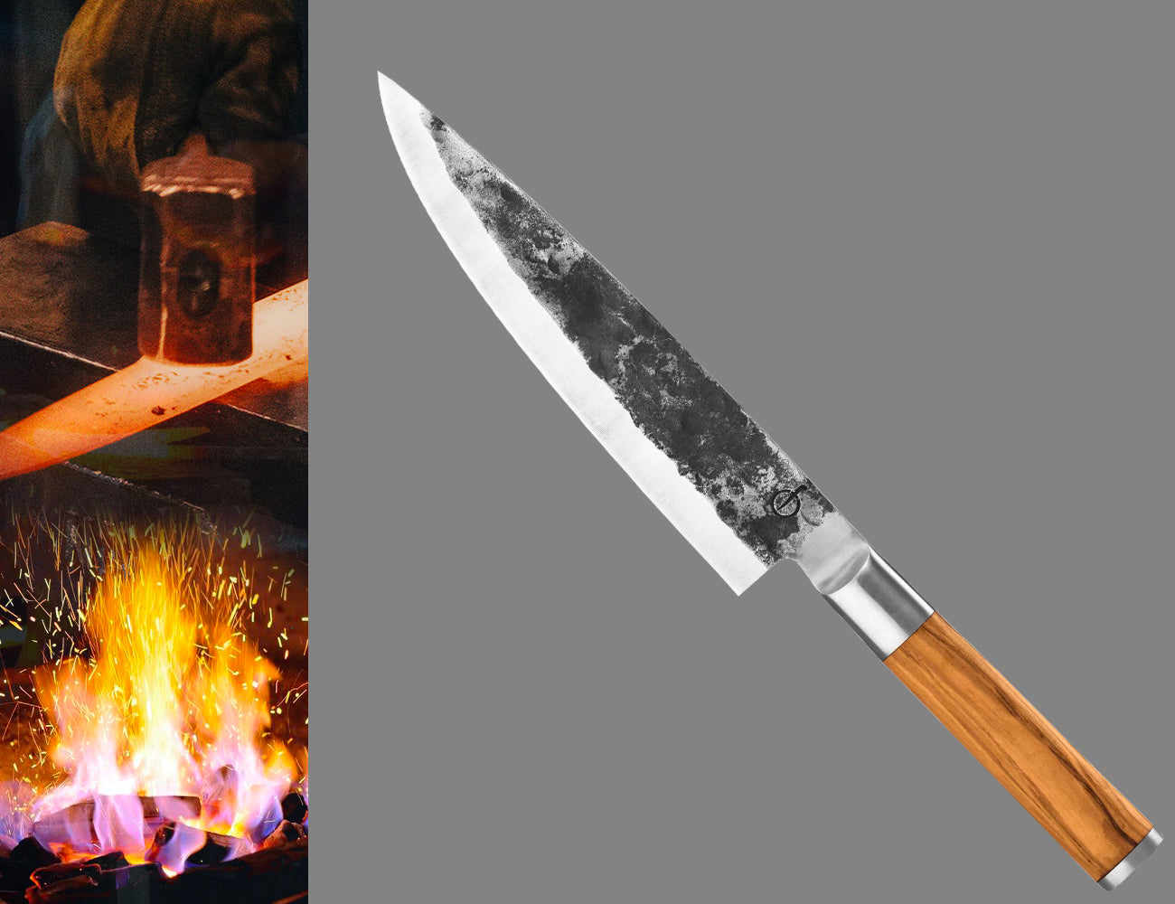 Coltello chef con Manico Olivo cm 20 - Centro Internazionale del Barbecue
