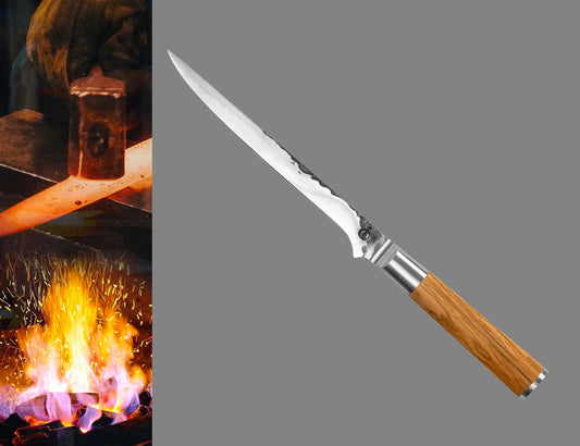 Coltello per sfilettare il pesce con Manico Olivo cm 18 - Centro Internazionale del Barbecue