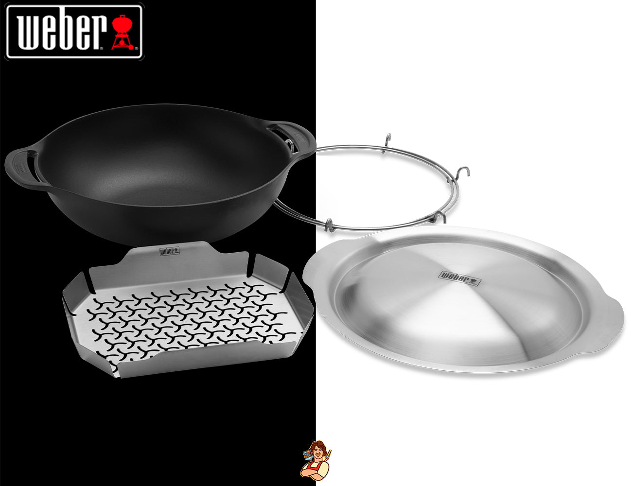 Weber Gourmet BBQ System Wok in Ghisa con Coperchio e Cestello - Centro Internazionale del Barbecue