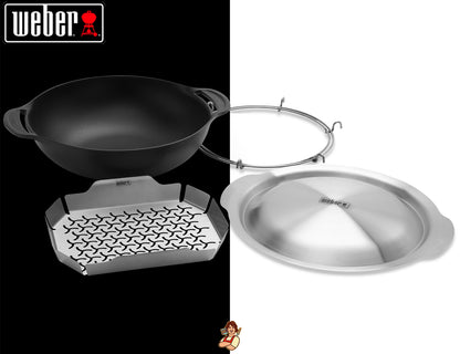 Weber Gourmet BBQ System Wok in Ghisa con Coperchio e Cestello - Centro Internazionale del Barbecue