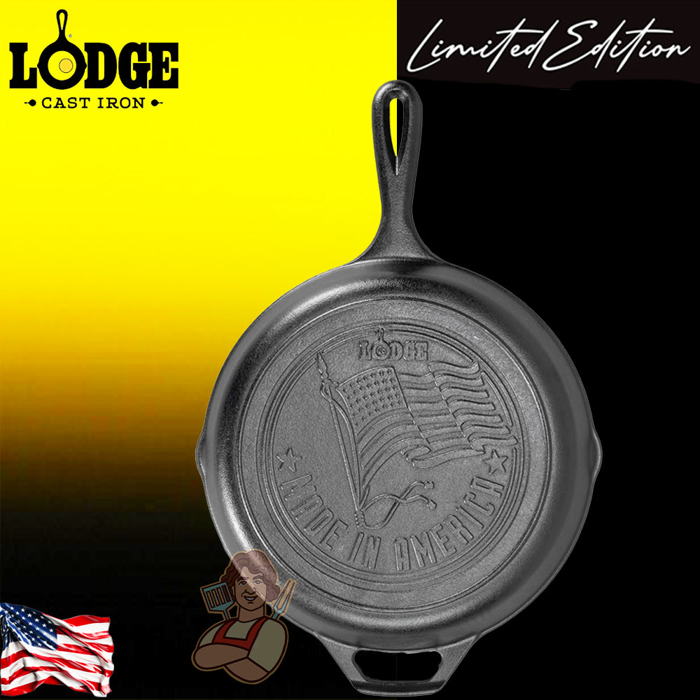 Lodge Padella Ø 26,04 cm. Logo Bandiera USA - Centro Internazionale del Barbecue
