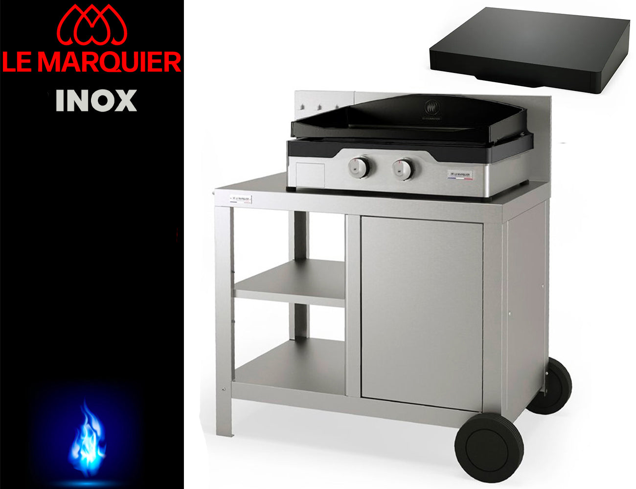 Planca a Gas Allure Duo 260 c/coperchio + Carrello Inox