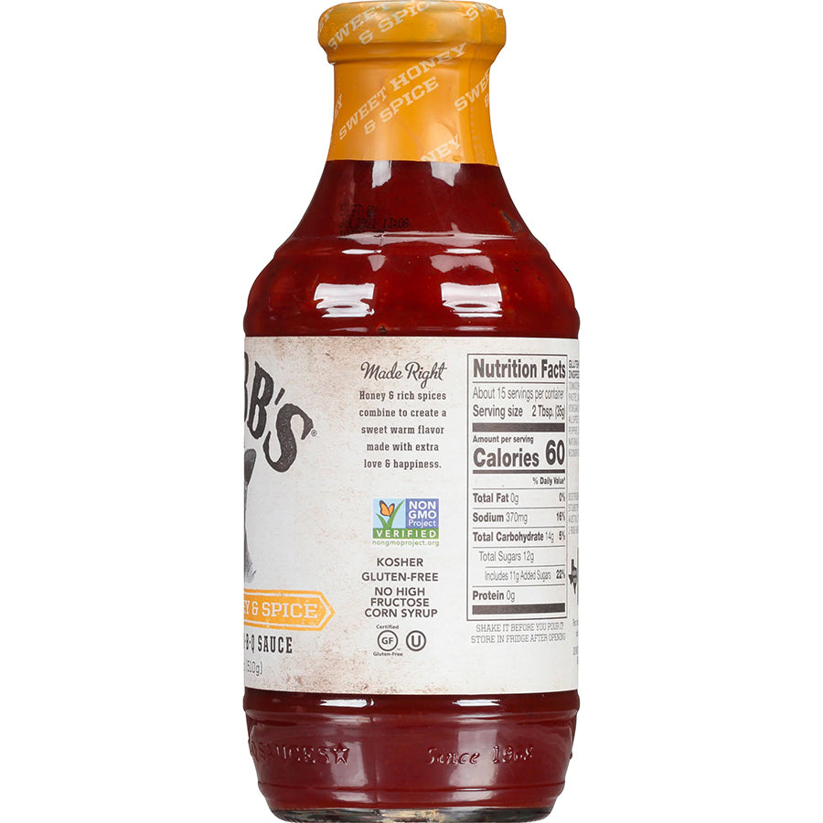 Stubb’s Bar-B-Q Salsa Barbecue Sweet Honey & Spice - Centro Internazionale del Barbecue